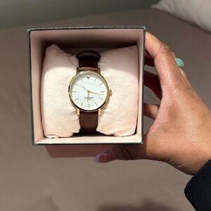 Elegant White and Brown Kate Spade Women's Watch